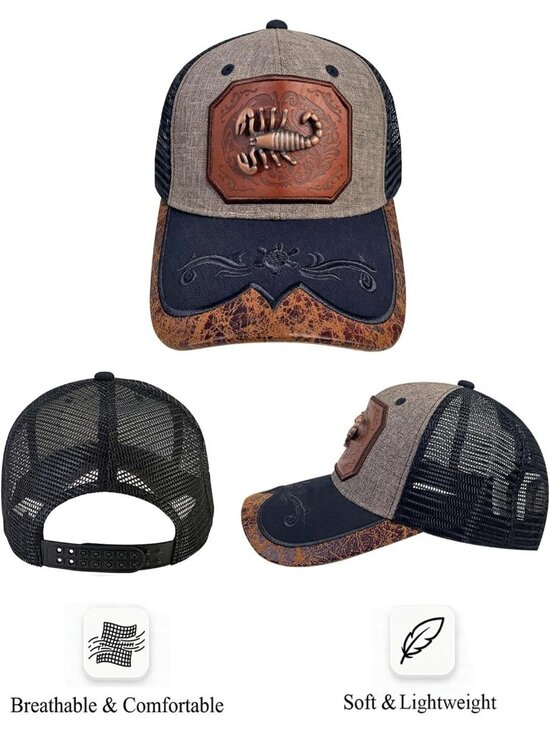 Unisex Grey 7 Western Trucker Hat Vintage Cowboy Country Cute Baseball Cap main image 6